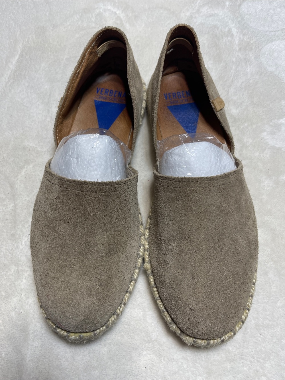 Verbenas Taupe Suede Espadrille Mules for Womens Size 38